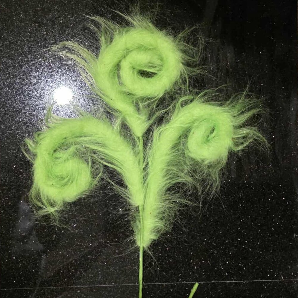NEW Set of 15 Furry Green Curly Christmas Tree Spray Floral Picks